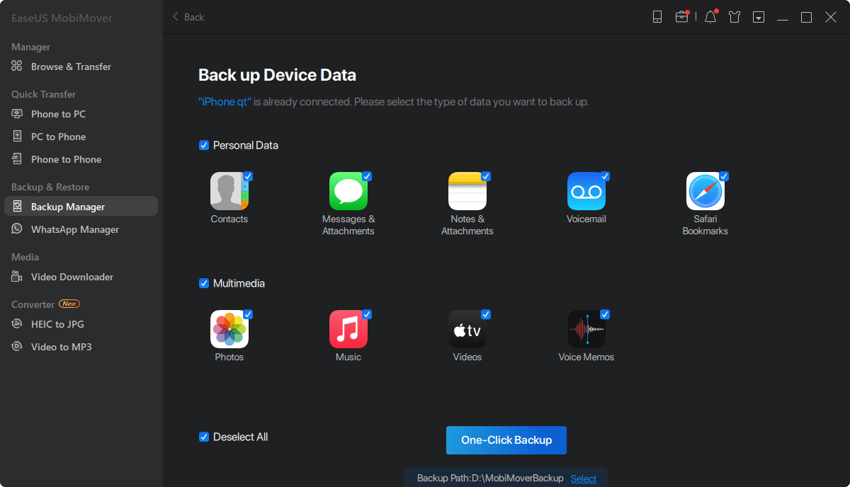 how to back up iPhone files - step 2