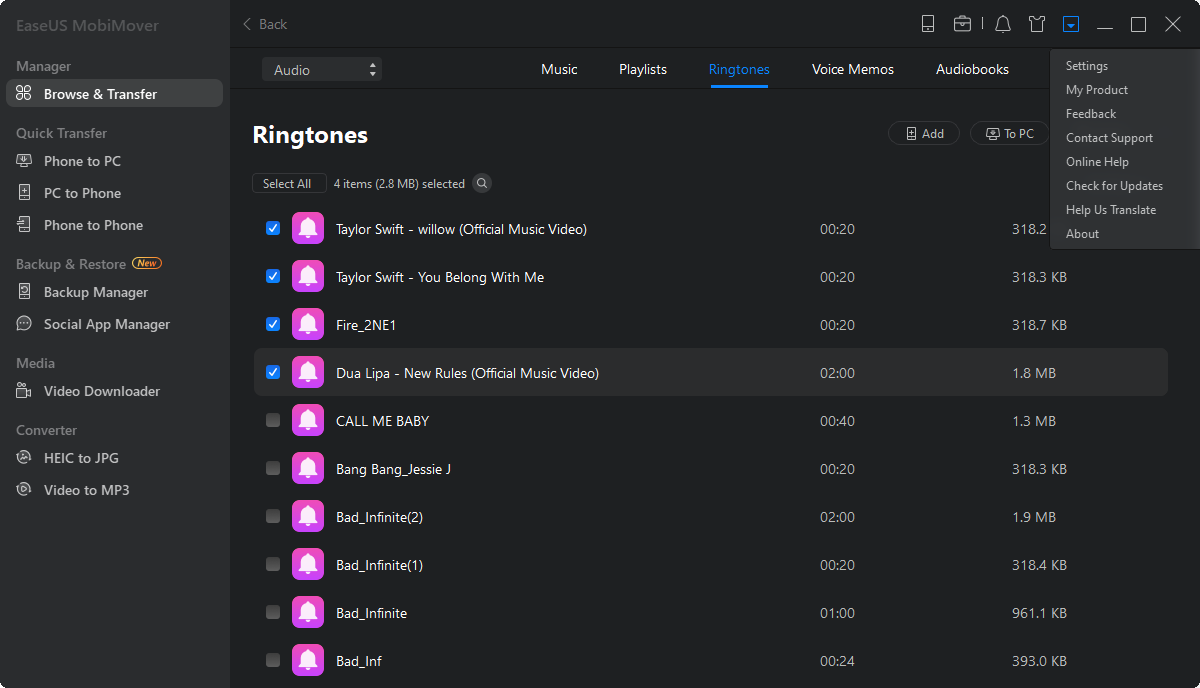 How to export ringtones from iPhone 6/6 plus/7/8/X/XR/11/12 to computer