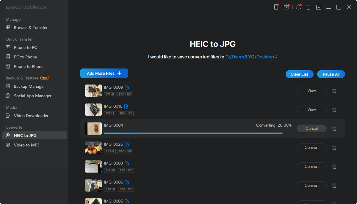 Click to start convert HEIC photos to JPG