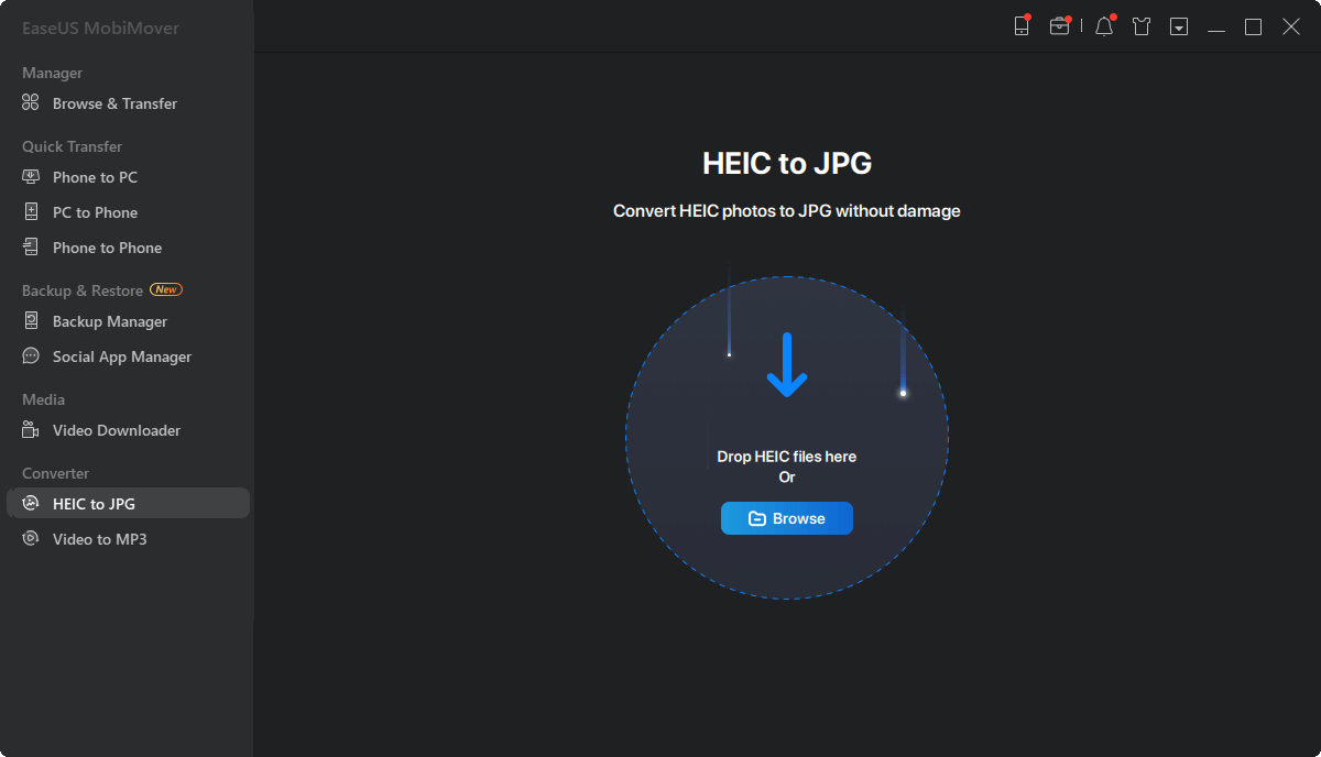 Open HEIC naar JPG-functie in EaseUS MobiMover
