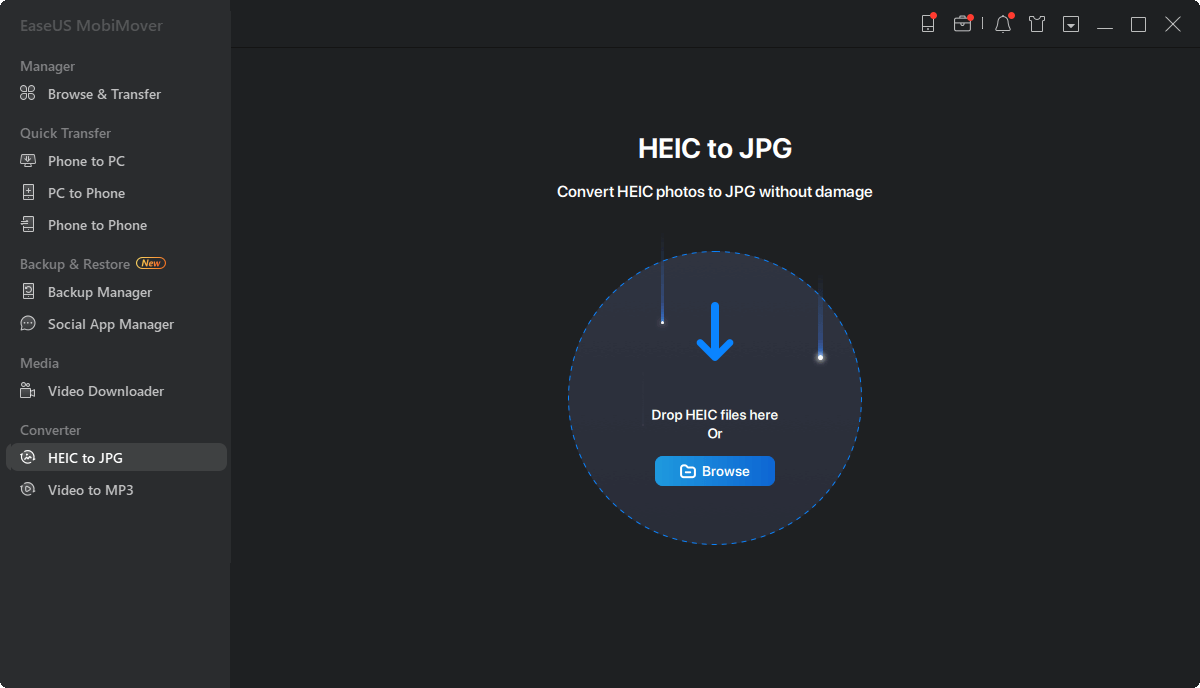 Open HEIC to JPG feature in EaseUS MobiMover