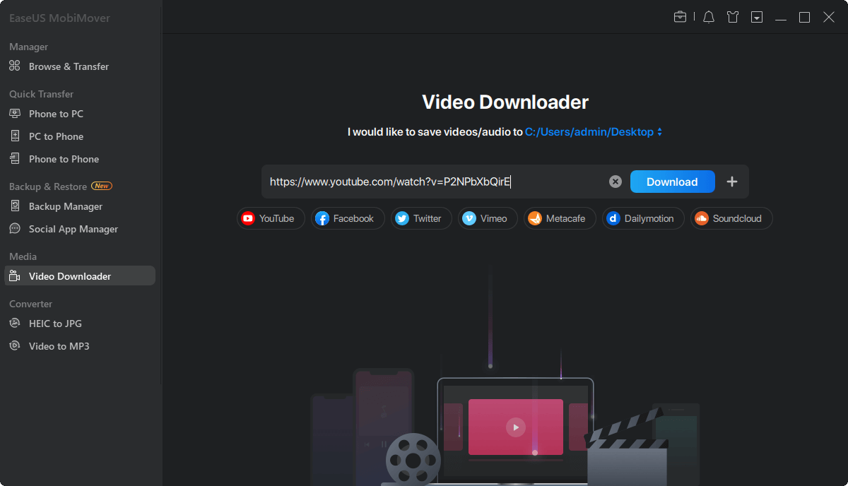 Selecteer de functie Video Downloader