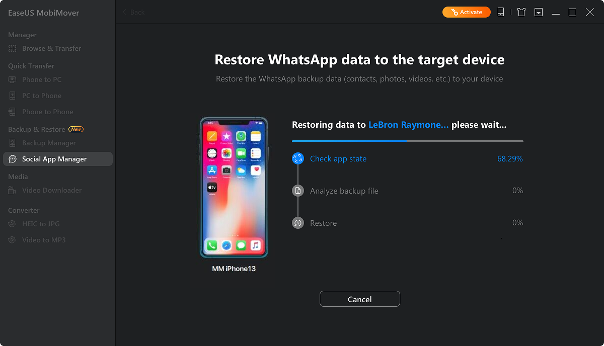 WhatsApp-back-up herstellen - herstelproces