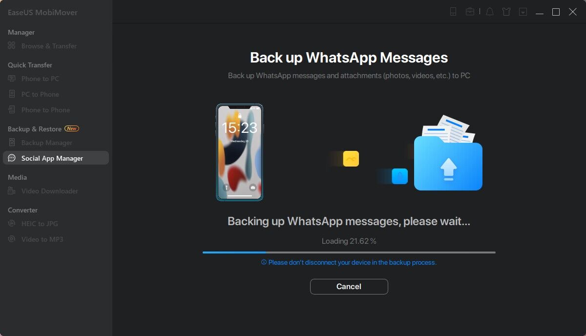 Back-up van WhatsApp naar pc - back-upproces