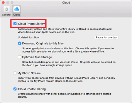 Enable iCloud Photo Library on Mac
