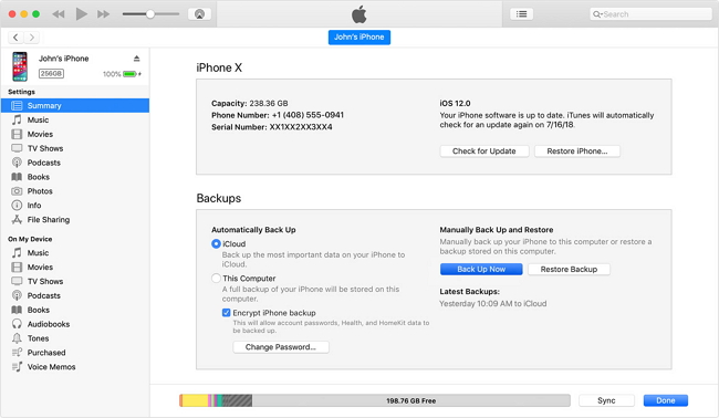how to backup iphone to itunes