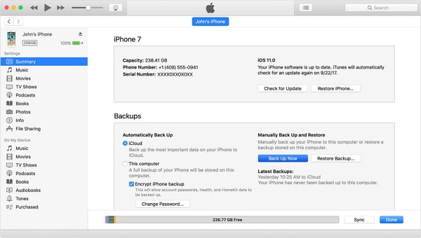 backup iphone on windows 10