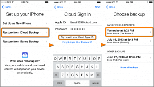 restaurer l'iPhone depuis iCloud