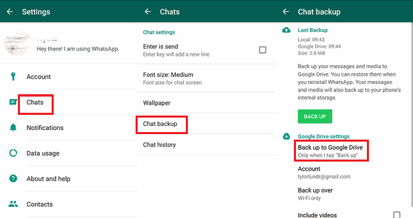 Fazer backup do WhatsApp no Android