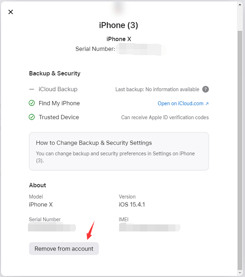 Remove Device from Account - Web