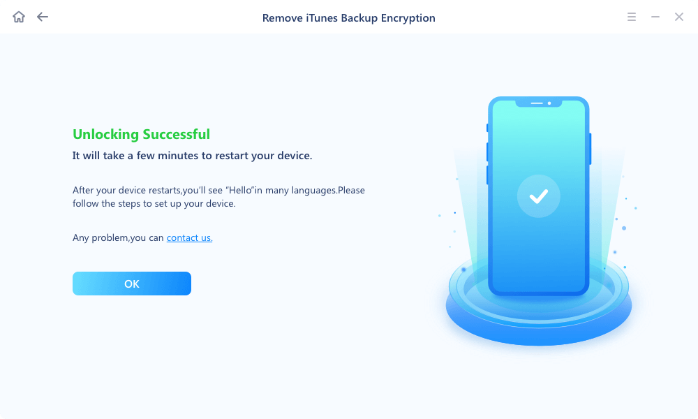 Remove iTunes backup encryption - Step 4