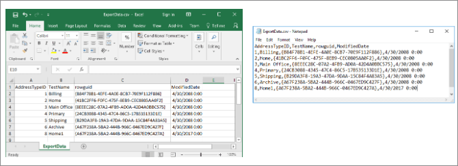 export MS SQL database to CSV