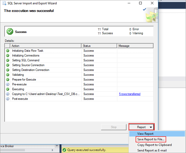 export MS SQL database to CSV