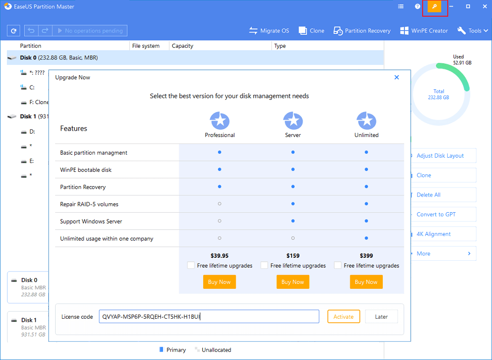 easeus partition master professional trial