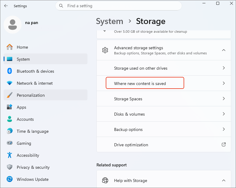 advanced storage settings