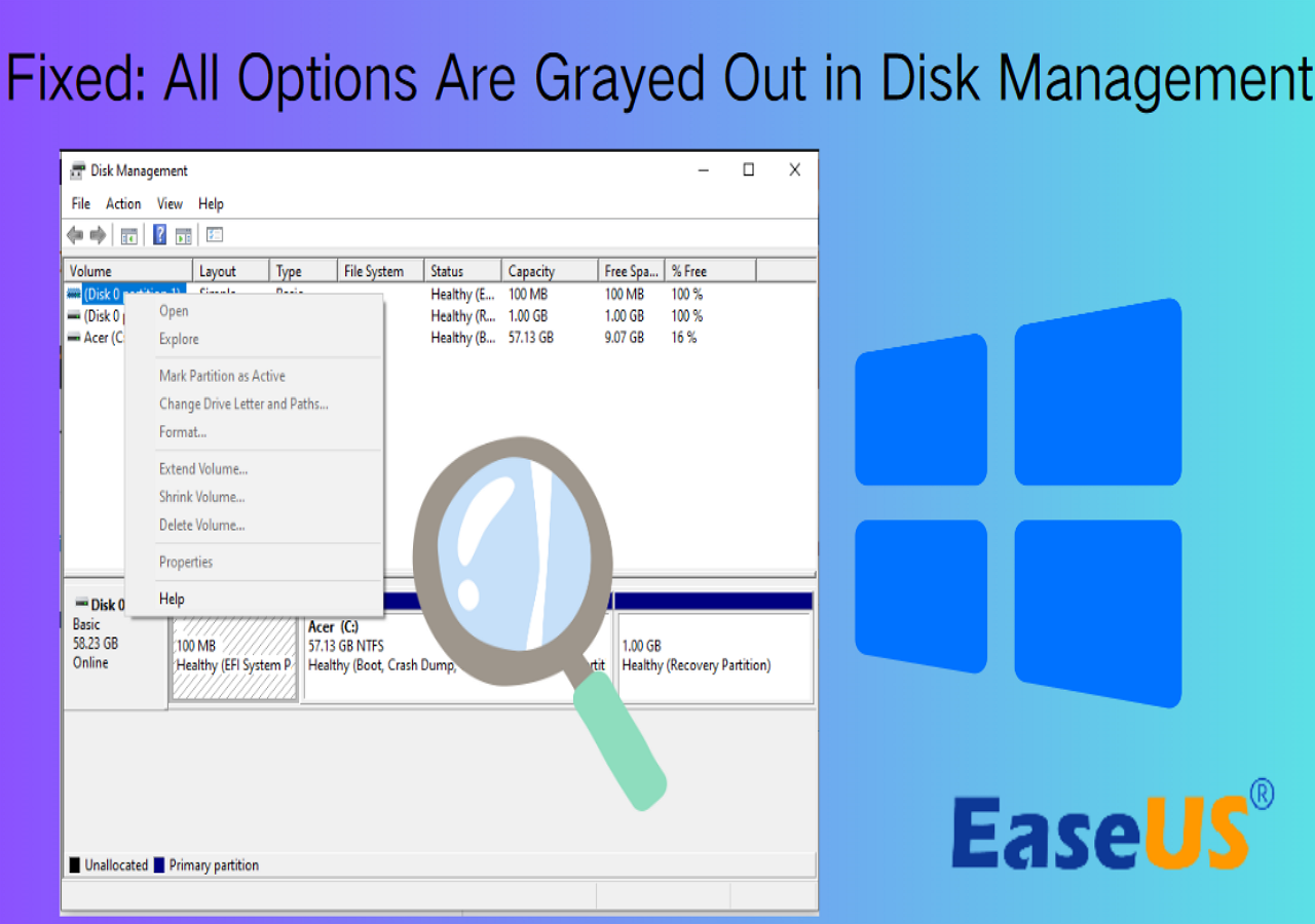 Fixed All Options Are Greyed Out in Disk Management