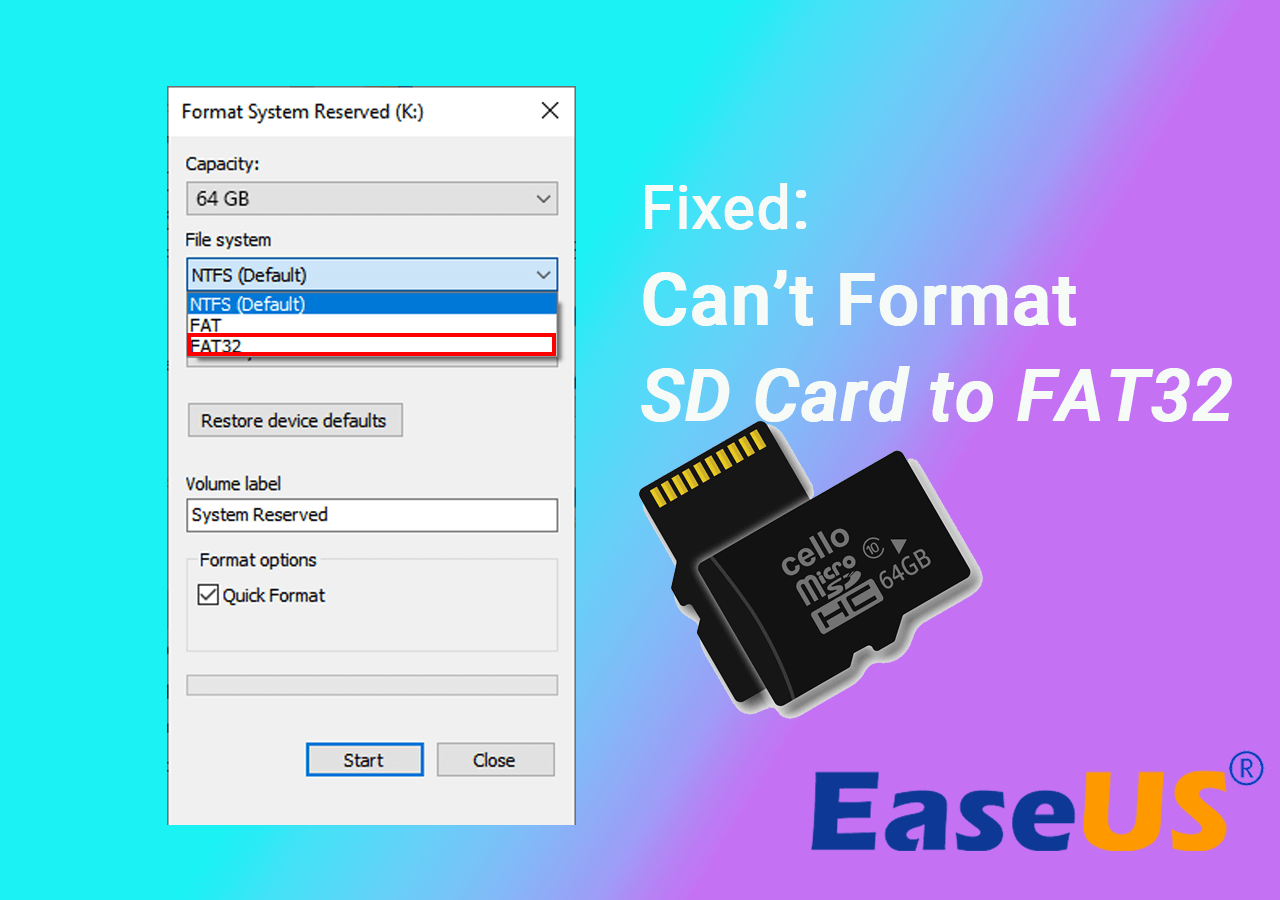 Formater une carte SD de 64 Go d'exFAT en FAT32 sous Windows 11/10/8/7
