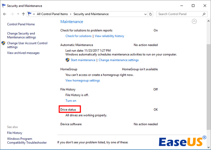 controllare lo stato dell'unità C