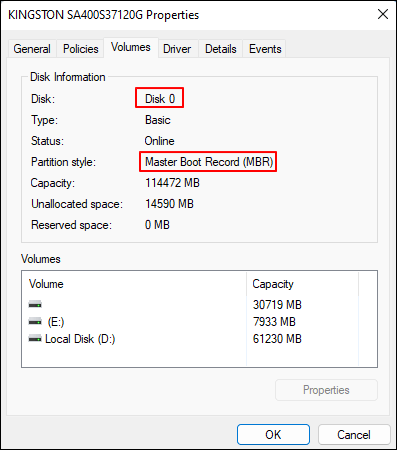 check disk number of mbr