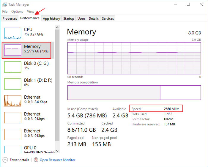 a nombre de incrementar Puede ser calculado 2 Ways] Check RAM Speed on Windows 10 - EaseUS