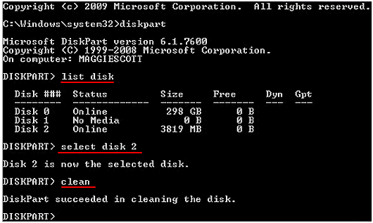 Clean disk to remove GPT protective partition.