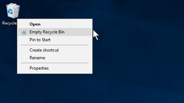 데스크탑에서 Windows 10의 Remy Recycle Bin을 비우십시오