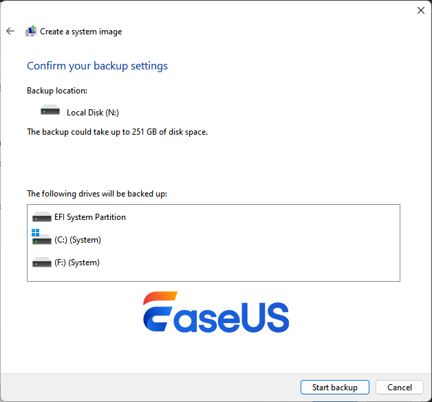 Cofirm to create a system image