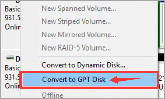 convert gpt to mbr using disk management