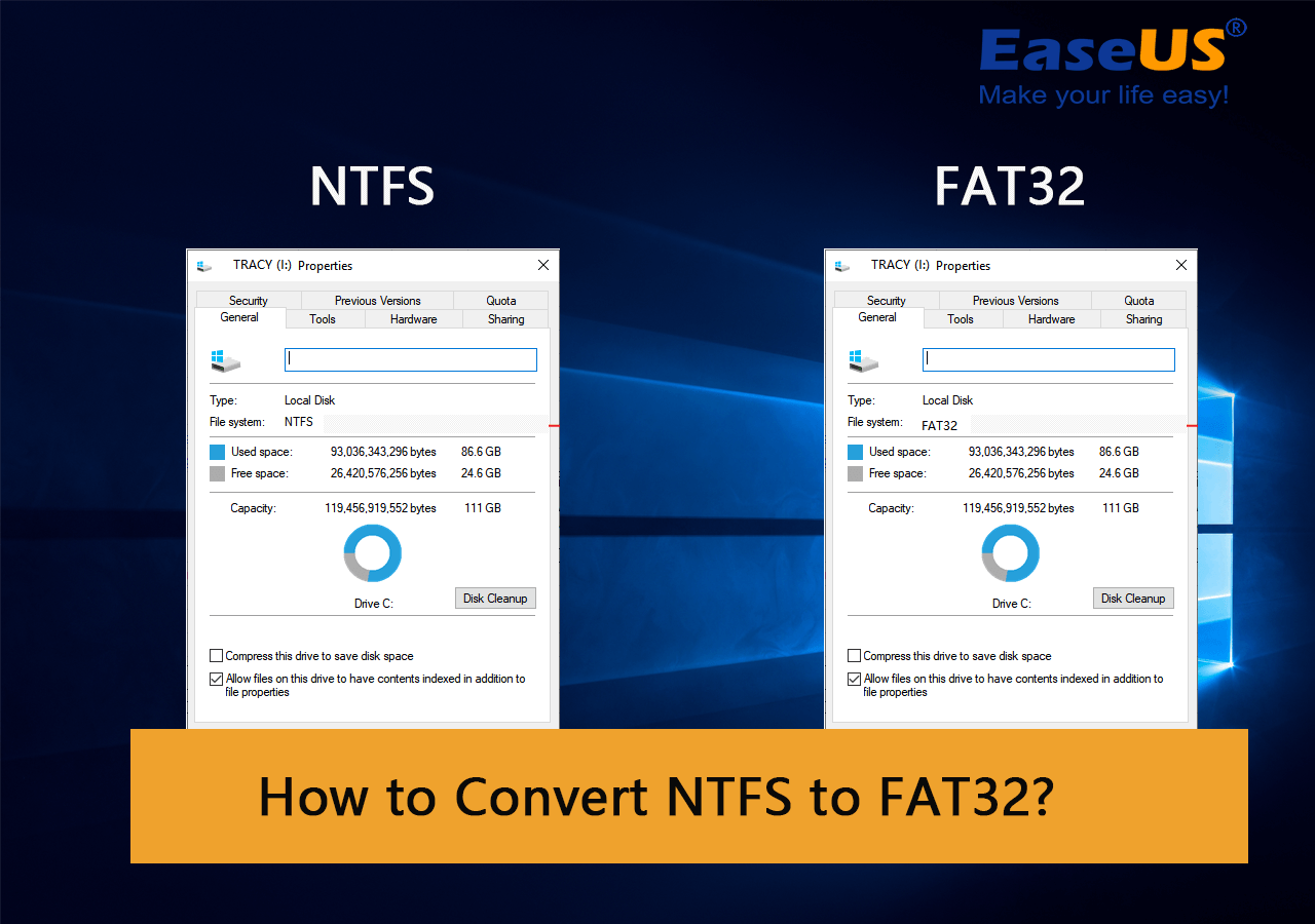 gryde gyldige Hvis How to Convert NTFS to FAT32 Without Losing Data - EaseUS