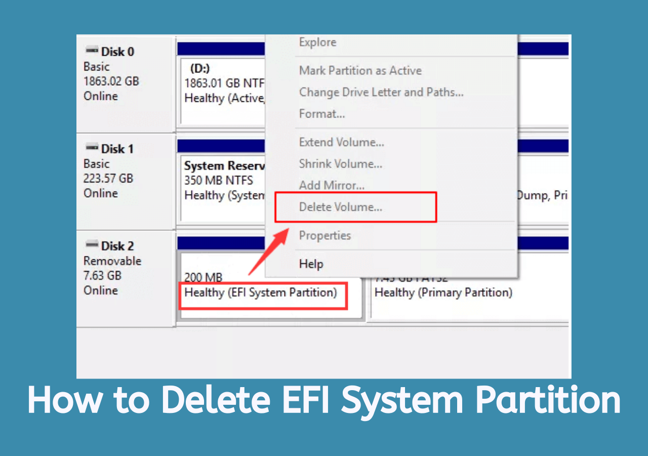 Delete EFI Partition Guide] How to Delete EFI System Partition in Windows -