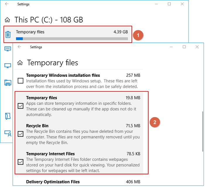 delete temp files