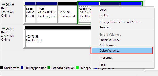 merge partitions windows 10 disk