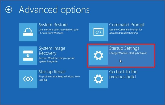 configurações de inicialização