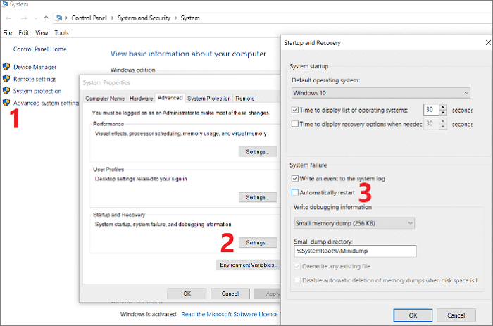 désactiver le redémarrage automatique