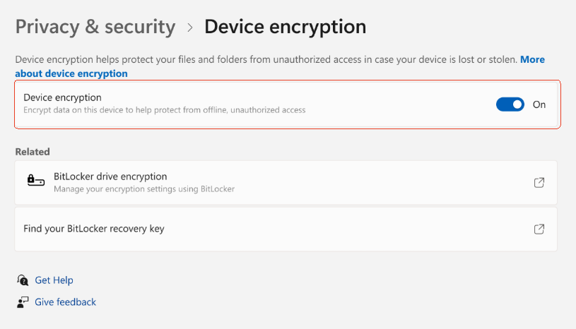 disable bitlocker device encryption