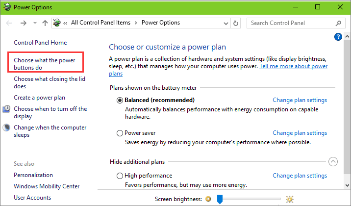 choose what the power button does to disable fast startup