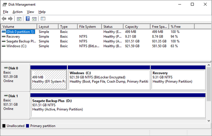 disk management interface