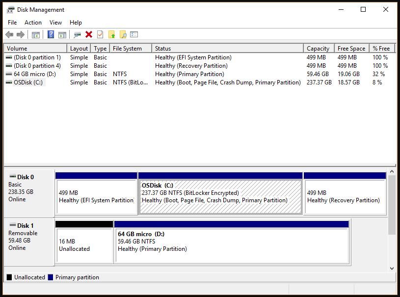 computer management windows 10 disk formatting