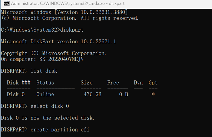 efi-Diskette erstellen