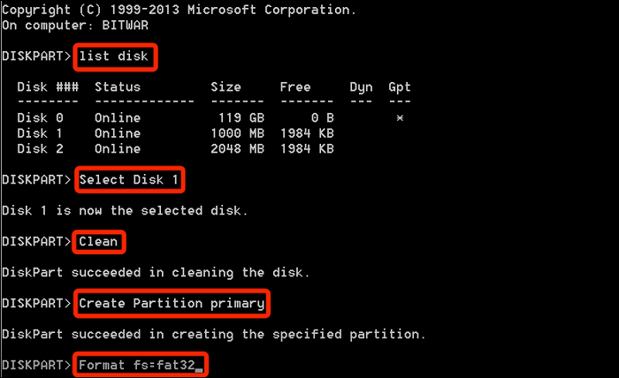 diskpart formatar cartão sd