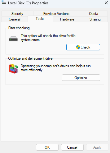 drive error checking