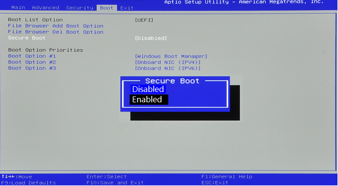 Enable secure boot