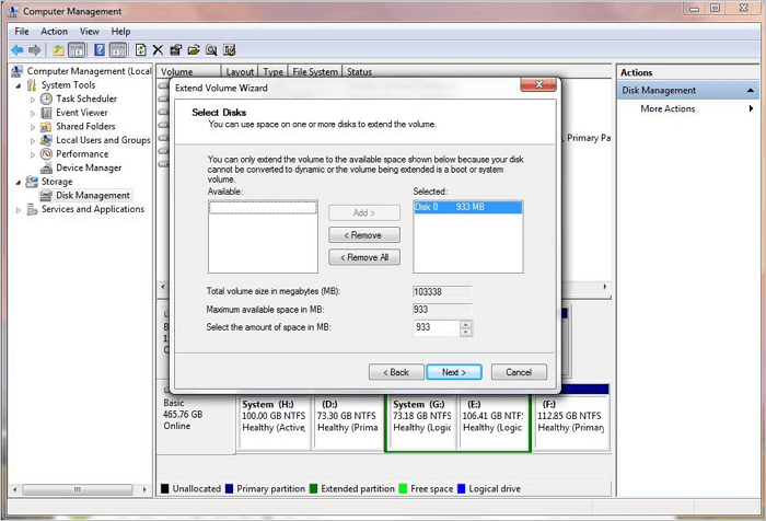 Extend Windows 10 partition with Disk Managenent