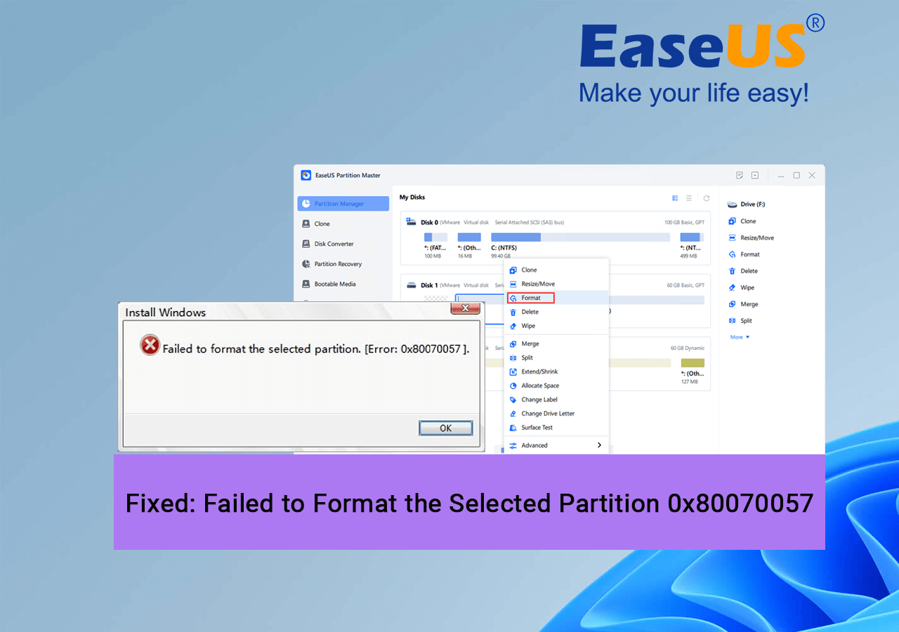 Failed to Format the Selected Partition 0x80070057? Your Fixes Are Here EaseUS