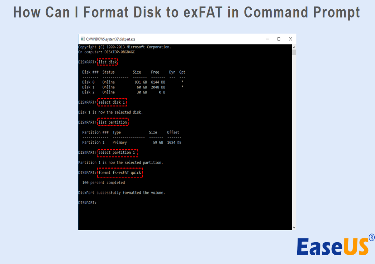 formater le disque en exfat dans cmd