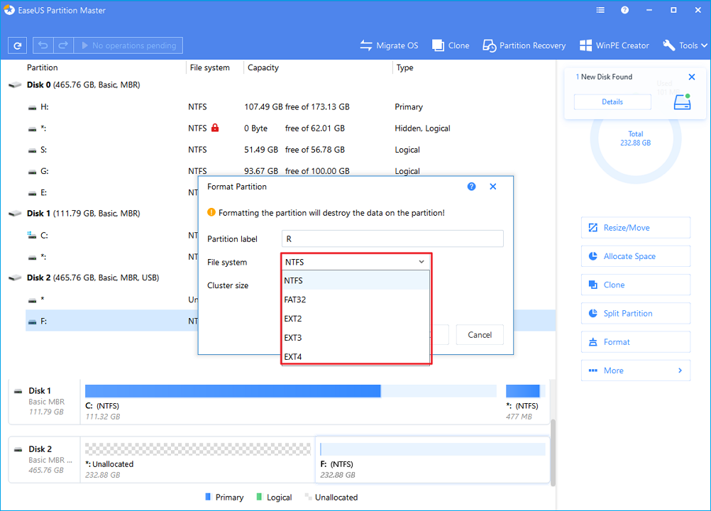 format partition 2