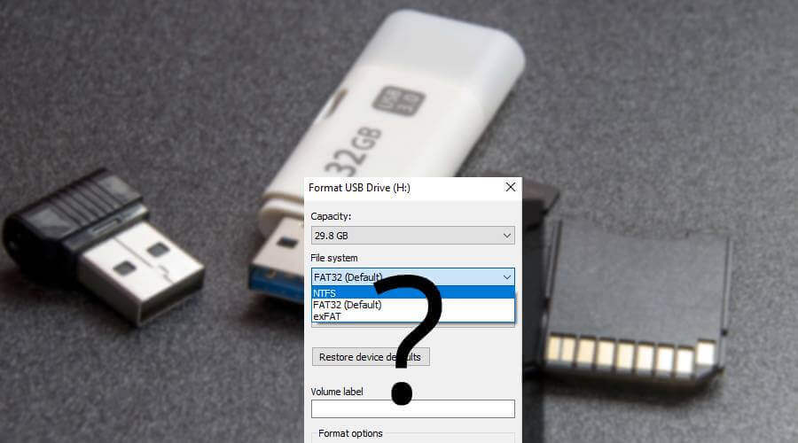 จัดรูปแบบไดรฟ์ USB เป็น FAT32 หรือ NTFS