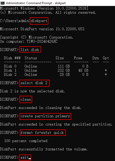 formátování USB disku z ntfs na exfat