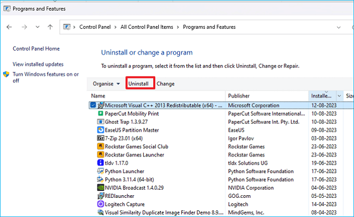 Programme deinstallieren