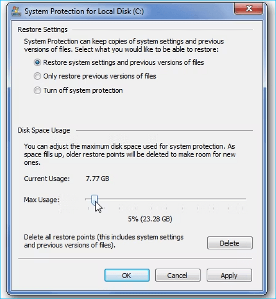 Systemwiederherstellung anpassen